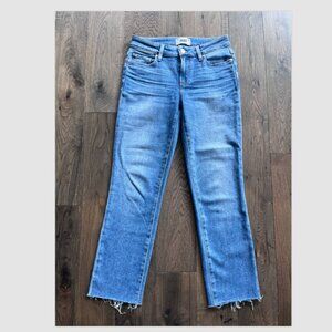 Paige Amber Crop Jeans Size 25 Raw Hem Slim Straight Stretch Denim Midrise